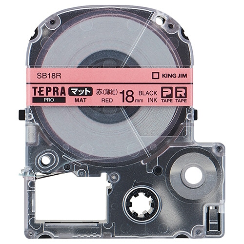 キングジム テプラ PRO テープカートリッジ マットラベル 18mm 赤(薄紅)/黒文字 SB18R 1個