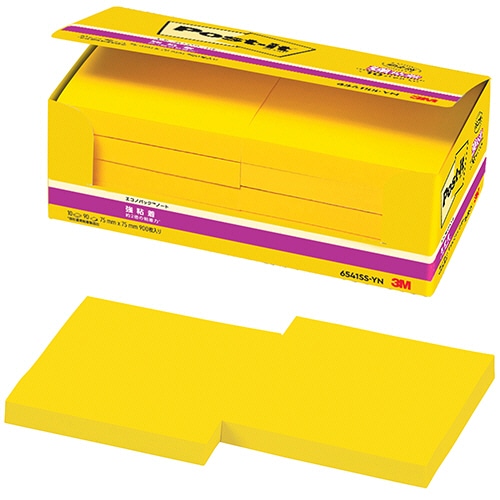 3M ポスト・イット エコノパック 強粘着ノート 75×75mm ビビットイエロー 6541SS-YN 1パック(10冊)