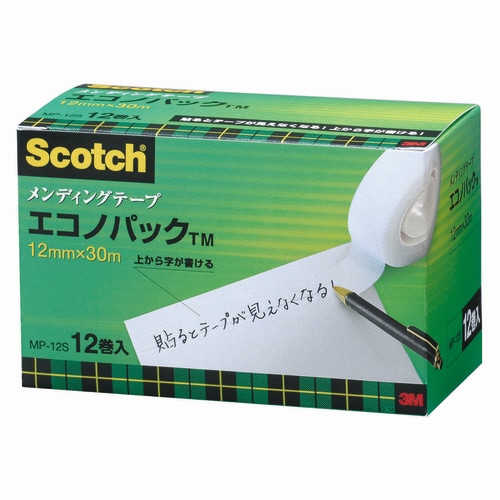 3M スコッチ メンディングテープ エコノパック 小巻 12mm×30m 紙箱入 業務用パック MP-12S 1パック(12巻)