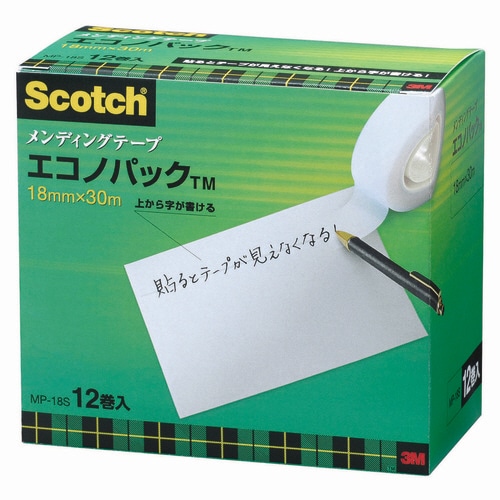 3M スコッチ メンディングテープ エコノパック 小巻 18mm×30m 紙箱入 業務用パック MP-18S 1パック(12巻)