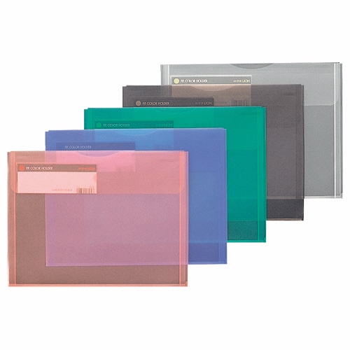 ライオン事務器 PPカラーホルダー A4 厚さ0.2mm マチ幅10mm ピンク フタ付 CF-35 1枚