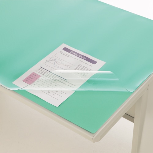 ライオン事務器 デスクマット PVC製 光沢仕上 ダブル(グリーンマット付) 1355×620×1.8mm No.3N 1枚