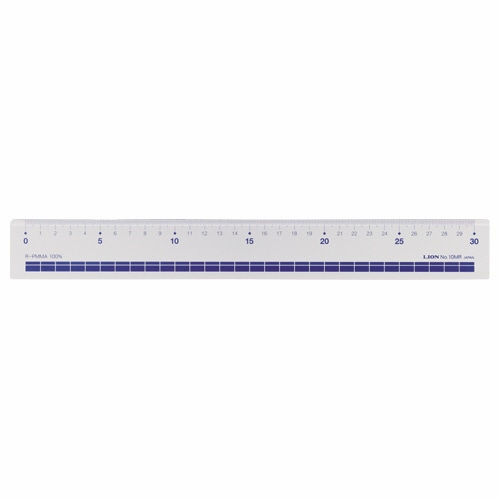 ライオン事務器 再生アクリル直線定規 30cm No.10MR 1本
