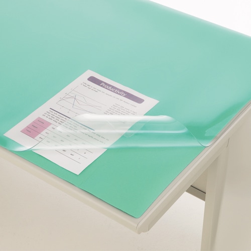 ライオン事務器 デスクマット PVC製 光沢仕上 ダブル(グリーンマット付) 1355×620×1.5mm No.3-PS 1枚