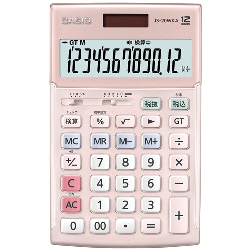 カシオ 本格実務電卓 12桁 ジャストタイプ ピンク JS-20WKA-PK-N 1台