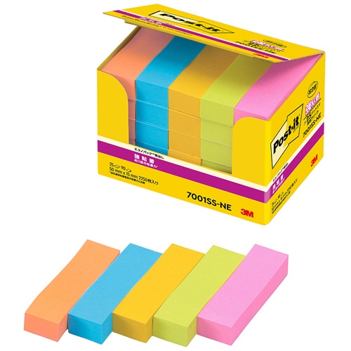 3M ポスト・イット エコノパック 強粘着見出し 50×15mm ネオンカラー5色 7001SS-NE 1パック(25冊)