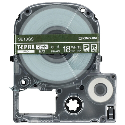 キングジム　テプラ　ＰＲＯ　テープカートリッジ　マットラベル　１８ｍｍ　カーキ／白文字　ＳＢ１８ＧＳ　１個