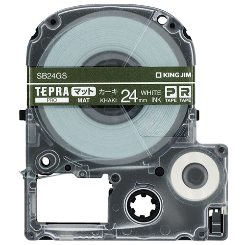 キングジム　テプラ　ＰＲＯ　テープカートリッジ　マットラベル　２４ｍｍ　カーキ／白文字　ＳＢ２４ＧＳ　１個