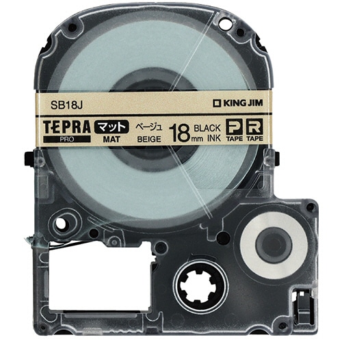 キングジム　テプラ　ＰＲＯ　テープカートリッジ　マットラベル　１８ｍｍ　ベージュ／黒文字　ＳＢ１８Ｊ　１個