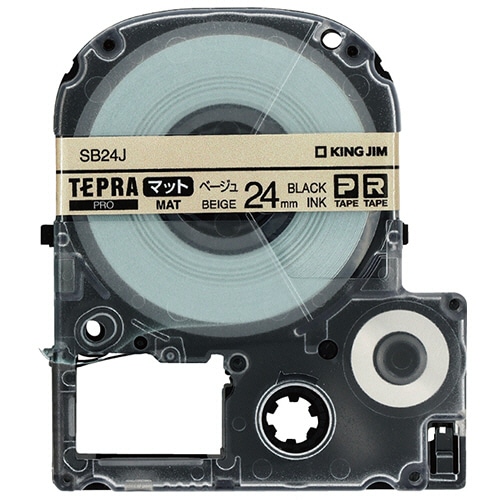 キングジム　テプラ　ＰＲＯ　テープカートリッジ　マットラベル　２４ｍｍ　ベージュ／黒文字　ＳＢ２４Ｊ　１個