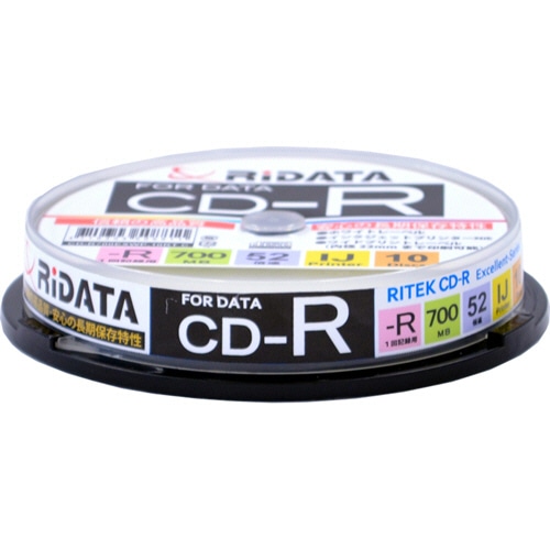 RiDATA データ用CD-R 700MB 1-52倍速 ホワイトワイドプリンタブル スピンドルケース CD-R700EXWP.10RT C 1パック(10枚)