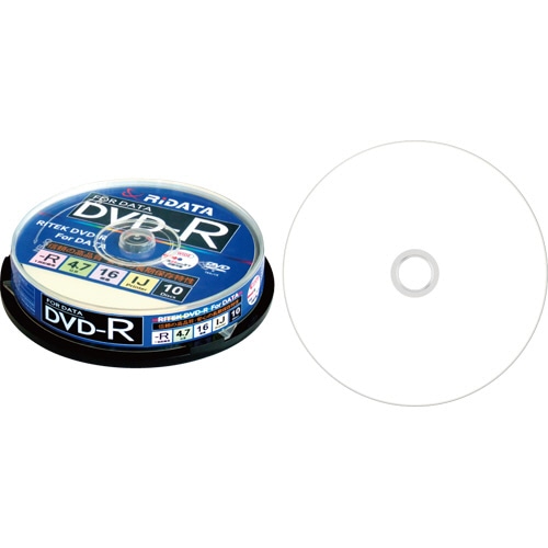 RiDATA データ用DVD-R 4.7GB 1-16倍速 ホワイトワイドプリンタブル スピンドルケース D-R16X47G.PW10SP B 1パック(10枚