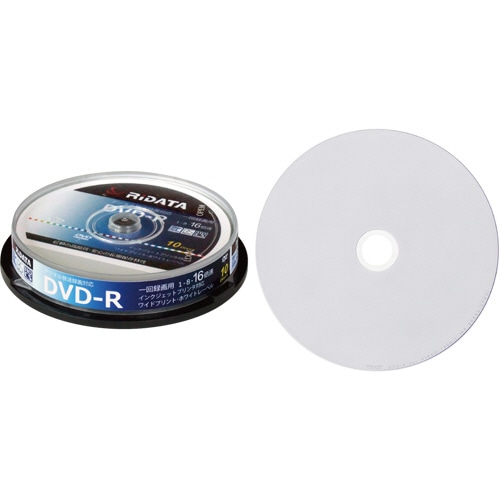 RiDATA 録画用DVD-R 120分 1-16倍速 ホワイトワイドプリンタブル スピンドルケース D-RCP16X.PW10RD D 1パック(10枚)