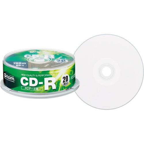 YAMAZEN Qriom データ用CD-R 700MB 52倍速 ホワイトワイドプリンタブル スピンドルケース QCR-D20SP 1パック(20枚)