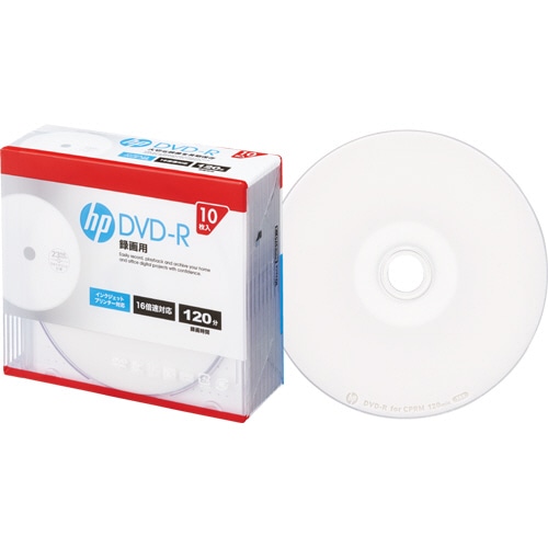 HP 録画用DVD-R 120分 1-16倍速 ホワイトワイドプリンタブル 5mmスリムケース DR120CHPW10A 1パック(10枚)