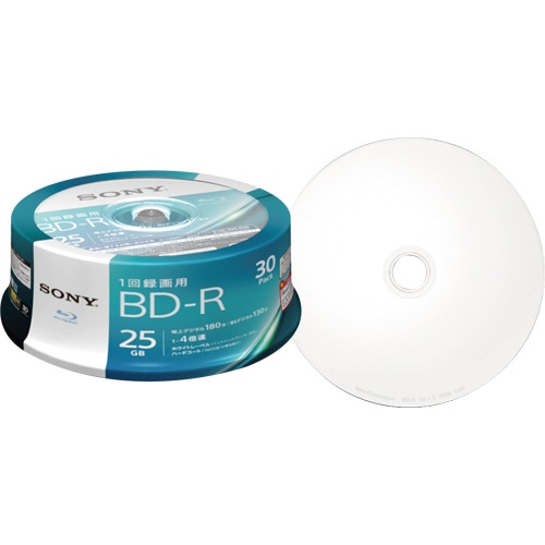 ソニー 録画用BD-R 130分 1-4倍速 ホワイトワイドプリンタブル スピンドルケース 30BNR1VJPP4 1パック(30枚)