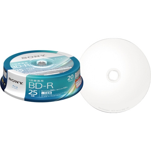 ソニー 録画用BD-R 130分 1-6倍速 ホワイトワイドプリンタブル スピンドルケース 20BNR1VJPP6 1パック(20枚)