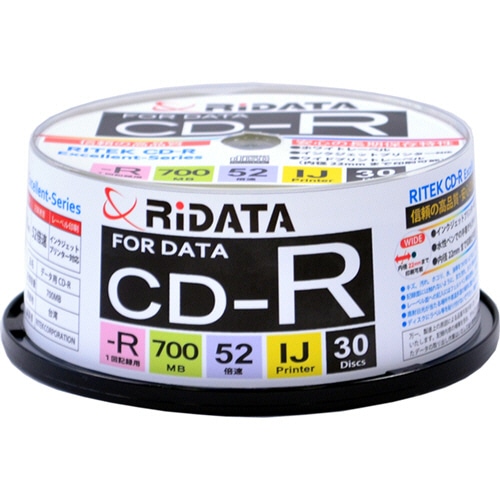 RiDATA データ用CD-R 700MB 1-52倍速 ホワイトワイドプリンタブル スピンドルケース CD-R700EXWP.30RT C 1パック(30枚)