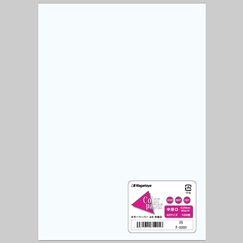 長門屋商店 Color Paper A5 中厚口 白 ナ-5201 1冊(100枚)