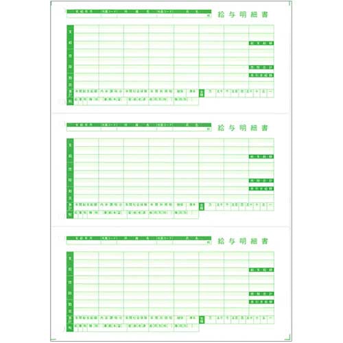 東京ビジネス 給与明細書III (ページプリンタ用・穴有) A4タテ 三分割 TB-KUMH-G 1冊(100枚)