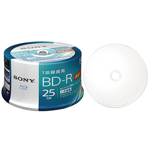 ソニー 録画用BD-R 130分 1-6倍速 ホワイトワイドプリンタブル スピンドルケース 50BNR1VJPP6 1パック(50枚)