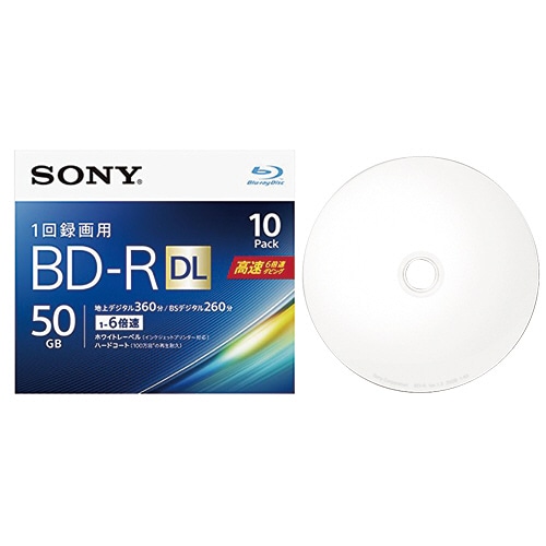 ソニー 録画用BD-R DL 260分 1-6倍速 ホワイトワイドプリンタブル 5mmスリムケース 10BNR2VJPS6 1パック(10枚)