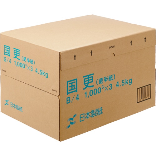 日本製紙 国更(更紙・わら半紙) B4T目 48.4g/m2 KNZN-B4 1箱(3000枚:1000枚×3冊)