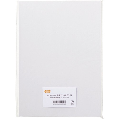 TANOSEE 各種プリンタ対応ラベル A4 12面 86.4×42.3mm 四辺余白付 1冊(100シート)
