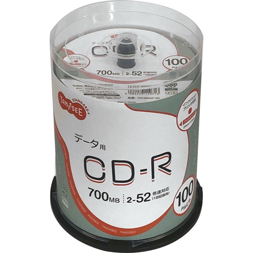 TANOSEE データ用CD-R 700MB 52倍速 ホワイトワイドプリンタブル スピンドルケース 1パック(100枚)