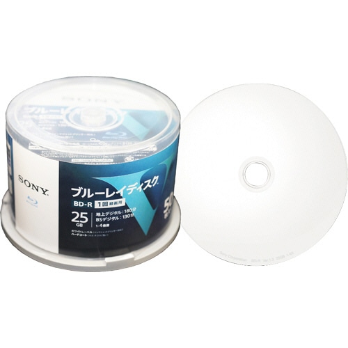 ソニー 録画用BD-R 130分 1-4倍速 ホワイトワイドプリンタブル スピンドルケース 50BNR1VLPP4 1パック(50枚)
