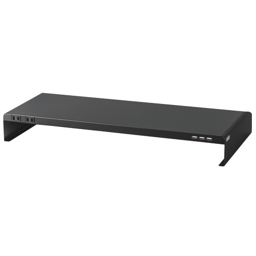 サンワサプライ 電源タップ+USBポート付机上ラック 幅600×奥行200×高さ80mm ブラック MR-LC202BK 1台