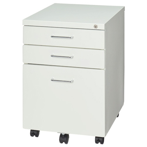 YAMAZEN 3段サイドキャビネット 幅395×奥行520×高さ560mm ホワイト SCA-3(WH) 1台