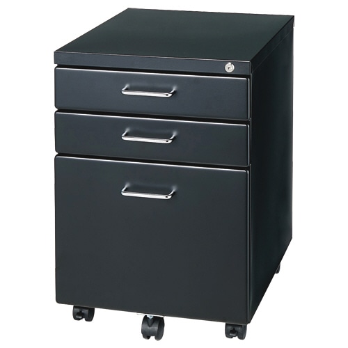 YAMAZEN 3段サイドキャビネット 幅395×奥行520×高さ560mm ブラック SCA-3(BK) 1台