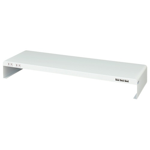 サンワサプライ 電源タップ+USBポート付机上ラック 幅600×奥行200×高さ80mm ホワイト MR-LC202W 1台
