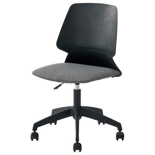 不二貿易 オフィスチェアー ミル 肘なし ブラックシェル 座:グレー 3117-4BK/GY 1脚