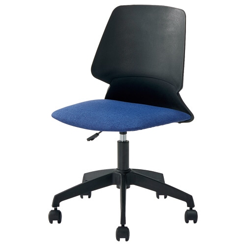 不二貿易 オフィスチェアー ミル 肘なし ブラックシェル 座:ブルー 3117-4BK/BL 1脚