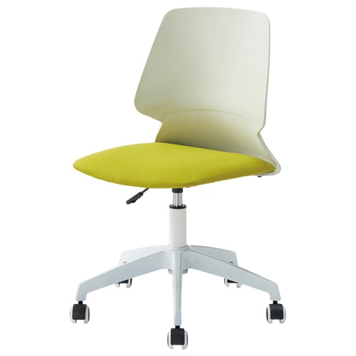不二貿易 オフィスチェアー ミル 肘なし ホワイトシェル 座:グリーン 38172 1脚