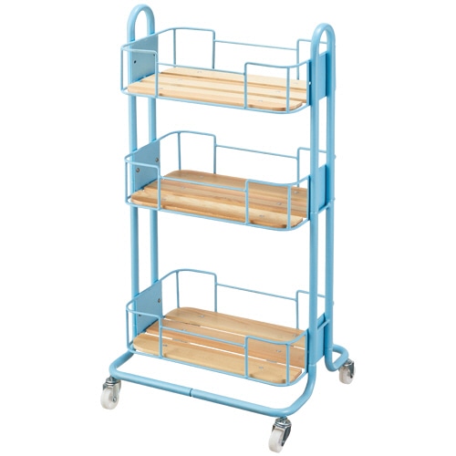 YAMAZEN ナチュラルトローリー 幅475×奥行380×高さ905mm スカイブルー BNT-3(SKY) 1台