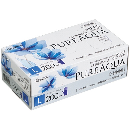 川西工業　ニトリルグローブ　ピュアアクア　Ｌ　Ｍ００５－Ｌ　１箱（２００枚）