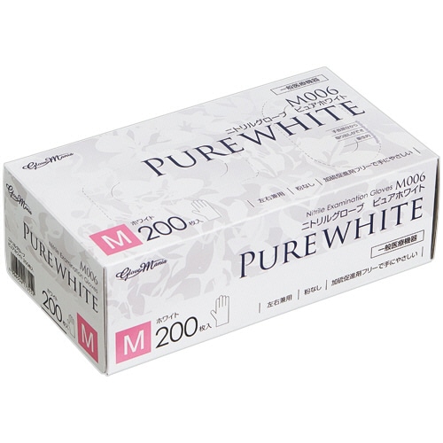 川西工業　ニトリルグローブ　ピュアホワイト　Ｍ　Ｍ００６－Ｍ　１箱（２００枚）