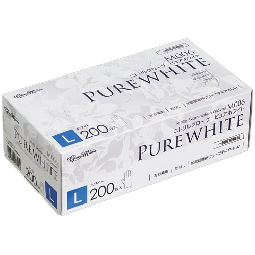 川西工業　ニトリルグローブ　ピュアホワイト　Ｌ　Ｍ００６－Ｌ　１箱（２００枚）