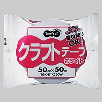 TANOSEE クラフトテープ 重ね貼可能 50mm×50m 厚み約0.14mm 白 1巻
