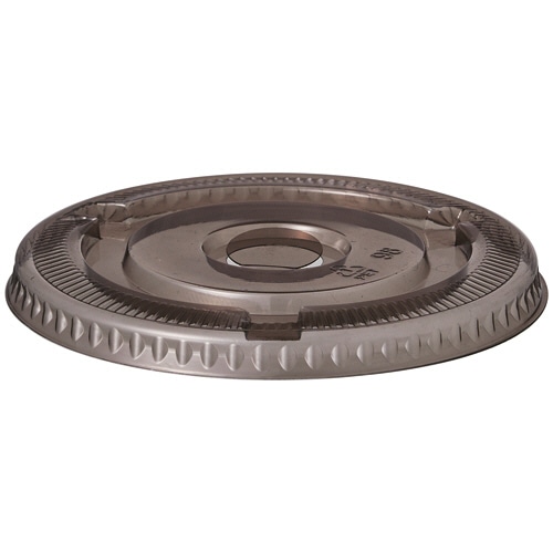 シモジマ　ＨＥＩＫＯ　透明カップ　Ａ－ＰＥＴ　平蓋　１４・１６オンス用　口径９８ｍｍ　Ｃ穴付　黒　＃００４５２６０１６　１パック（５０枚）