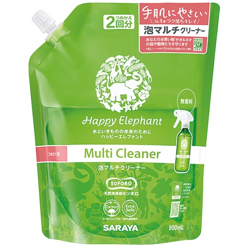 サラヤ　ハッピーエレファント　泡マルチクリーナー　つめかえ用　８００ｍＬ　１個