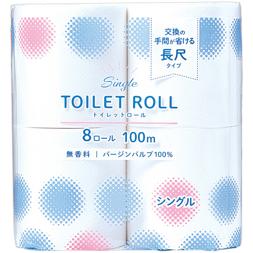 クラフトマン　トイレットロール　シングル　芯あり　１００ｍ　無香料　１パック（８ロール）