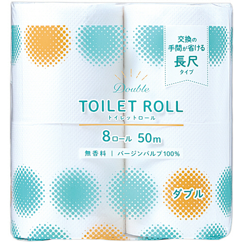 クラフトマン　トイレットロール　ダブル　芯あり　５０ｍ　無香料　１パック（８ロール）