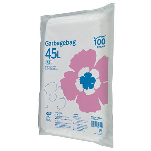 TANOSEE ゴミ袋エコノミー 乳白半透明 45L 1パック(100枚)