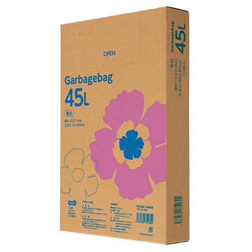 TANOSEE ゴミ袋エコノミー 乳白半透明 45L BOXタイプ 1箱(110枚)