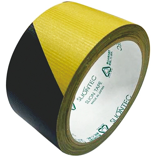 スリオンテック　危険表示用養生テープ　５０ｍｍ×２５ｍ　黒／黄　Ｎｏ．３４９２－００　１巻