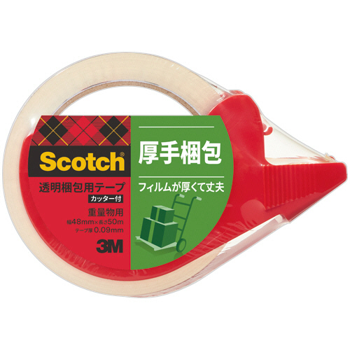 ３Ｍ　スコッチ　透明梱包用テープ　重量物用　厚み０．０９ｍｍ　４８ｍｍ×５０ｍ　カッター付　３１５ＤＳＮ　１巻